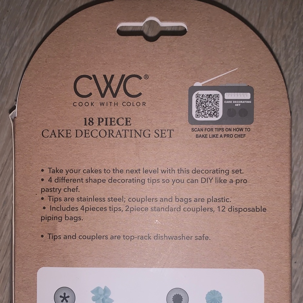 CWC Cook With Color Cake Decorating Set, Piping Tips Disposable Bags Couplers - Picture 5 of 6